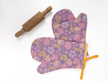 Preview: Bauwoll Druck Kleine Blüten Pink/Gelb/Lila Happy Spring by Swafing 